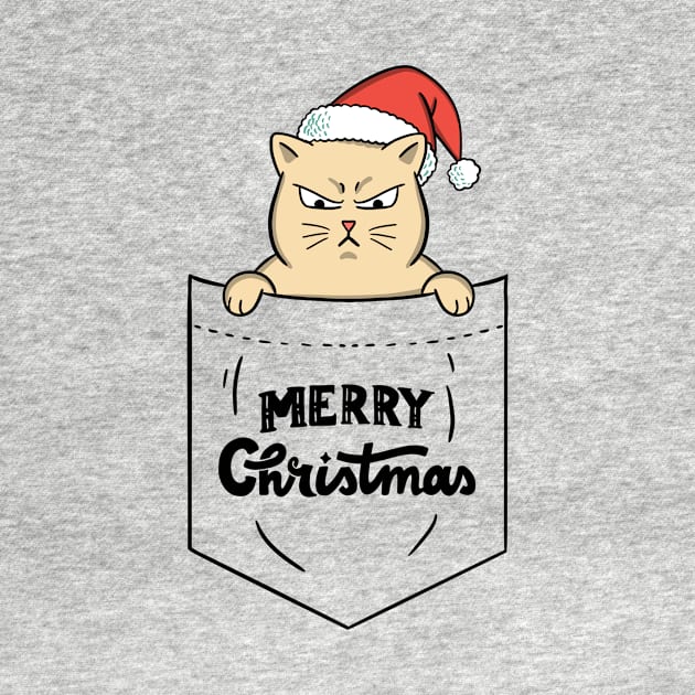 Cat merry christmas pocket by coffeeman